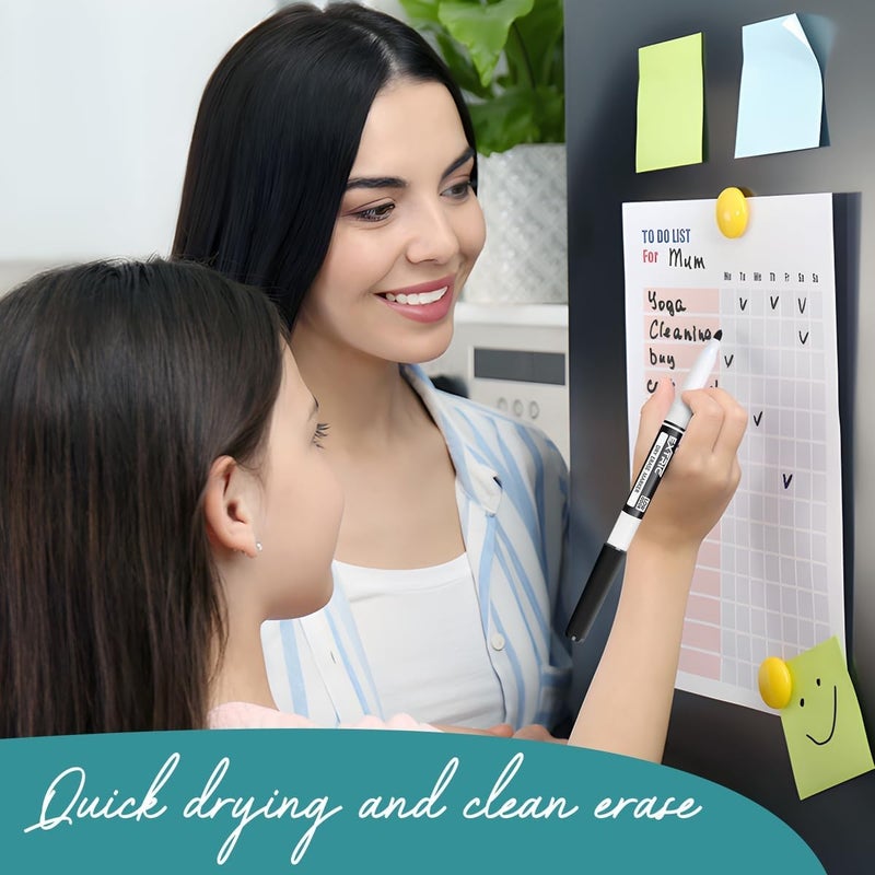 EXTRIC Dry Erase Markers Fine Tip Set, 5 Whiteboard Markers, Whiteboard Cleaner and Eraser, Low Odor Dry Erase Marker with Eraser, White Board Marker for Kids, School Supplies and Teachers - Image 3